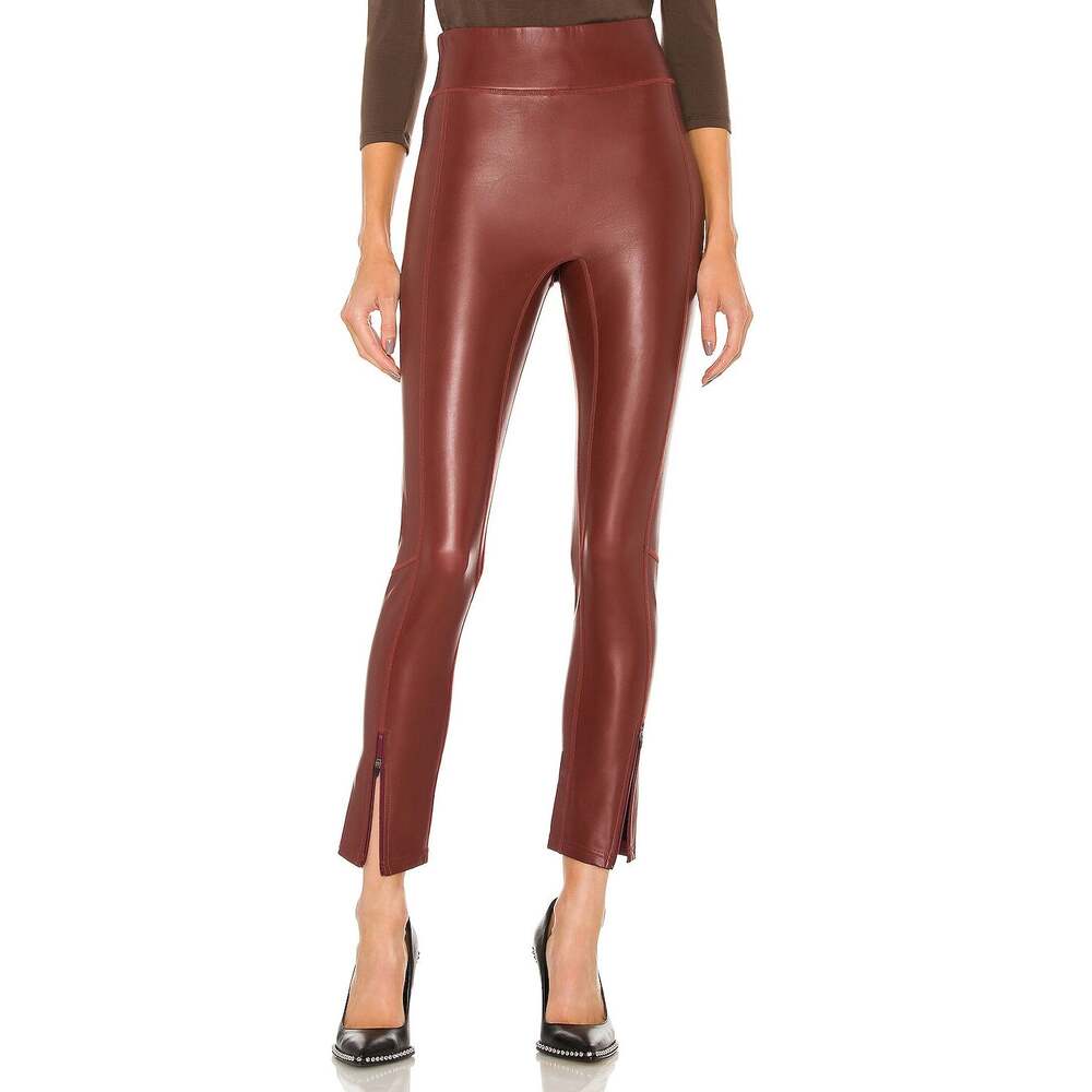 ALC Emile Legging Cranberry Red Vegan Faux Leather Moto Zip SZ 4 US